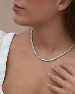 Collar Plateado Tennis Luz