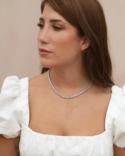 Collar Plateado Tennis Luz