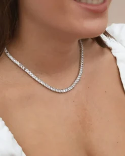 Collar Plateado Tennis Luz