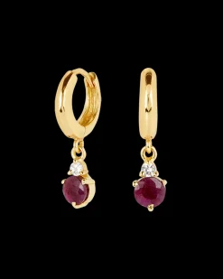 Pendientes Birthstone Julio - Rubí
