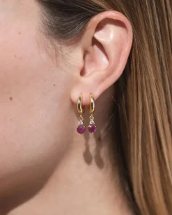 Pendientes Birthstone Julio - Rubí