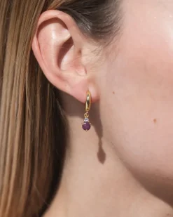 Pendientes Birthstone Julio - Rubí