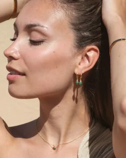 Pendientes Birthstone Mayo - Esmeralda