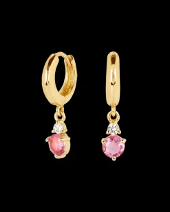 Pendientes Birthstone Octubre - Turmalina Rosa