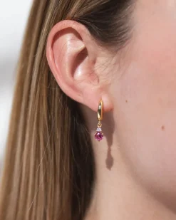 Pendientes Birthstone Octubre - Turmalina Rosa