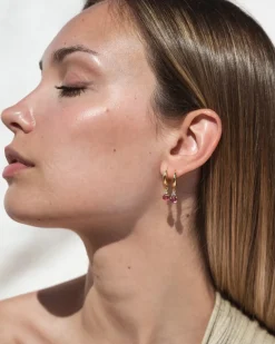 Pendientes Birthstone Octubre - Turmalina Rosa