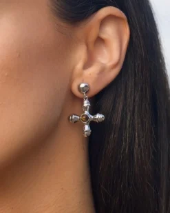 Pendientes Cruz Plateados Osiris
