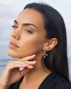 Pendientes Cruz Plateados Osiris