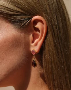 Pendientes Cuarzo Rosa Coralie