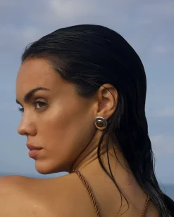 Pendientes Plateados Ojo De Tigre Hathor