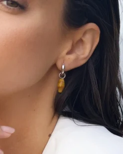 Pendientes Plateados Ojo De Tigre Bastet